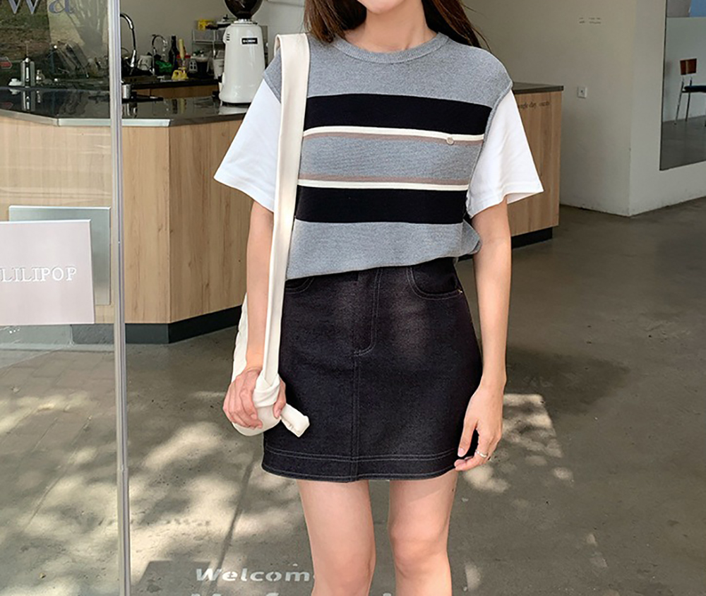 撞色假兩件針織上衣,evaviva,XR-ZA09204,撞色假兩件針織上衣,周新品優惠,NEWARRIVAL