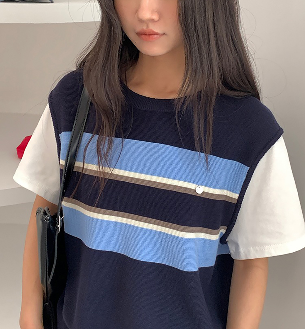 撞色假兩件針織上衣,evaviva,XR-ZA09204,撞色假兩件針織上衣,周新品優惠,NEWARRIVAL