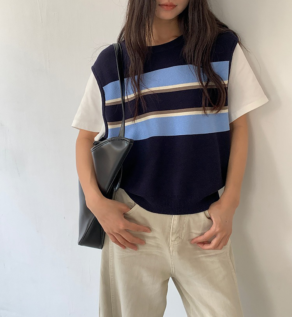 撞色假兩件針織上衣,evaviva,XR-ZA09204,撞色假兩件針織上衣,周新品優惠,NEWARRIVAL