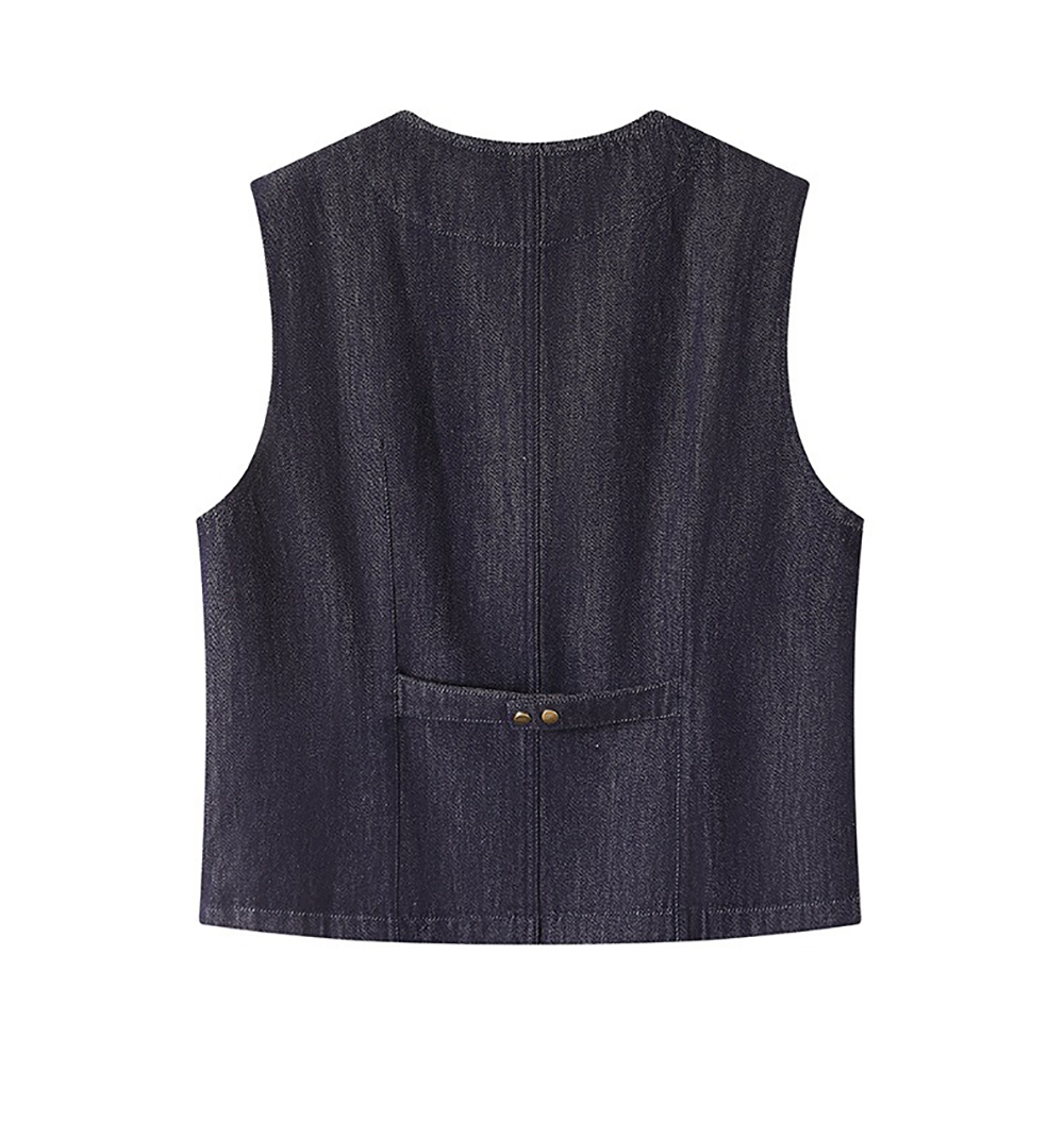 牛仔藍圓領背心外套,evaviva,8C-HV7541,牛仔藍圓領背心外套,領500,999免運