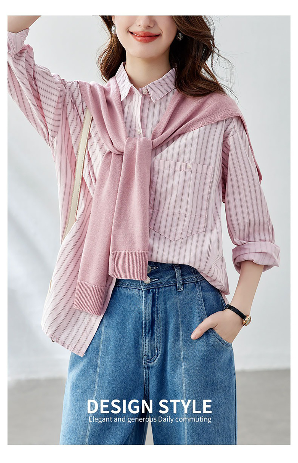 氣質針織披肩條紋襯衫,evaviva,8C-HV7542,氣質針織披肩條紋襯衫,領500,999免運