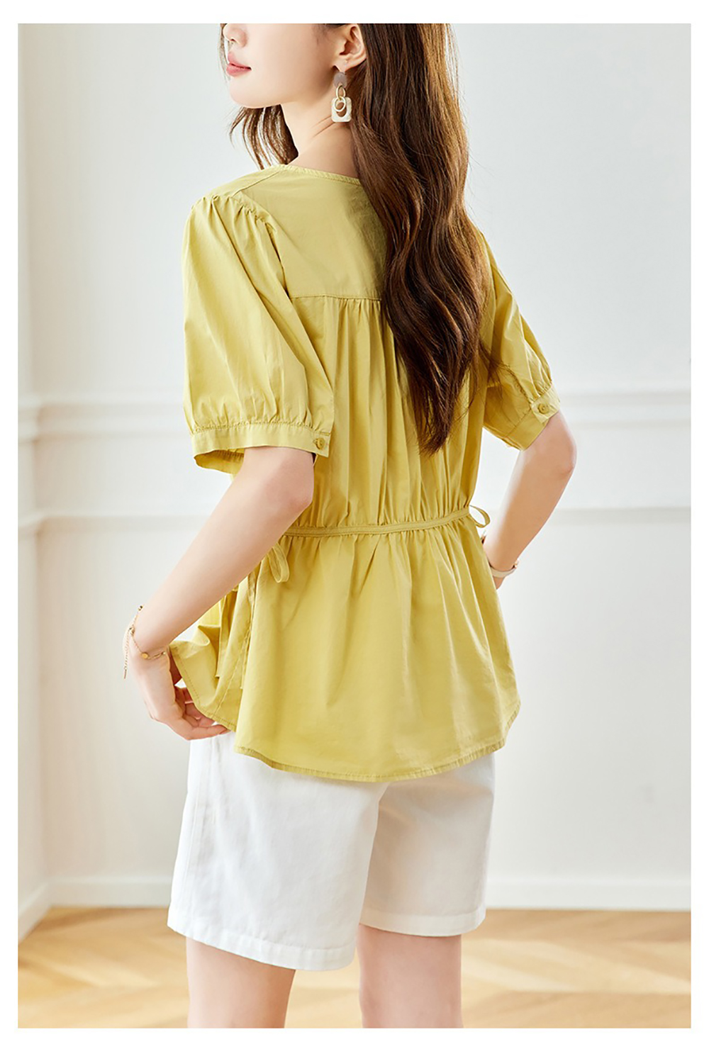 側綁帶純色圓領襯衫,evaviva,8C-HV7545,側綁帶純色圓領襯衫,領500,999免運