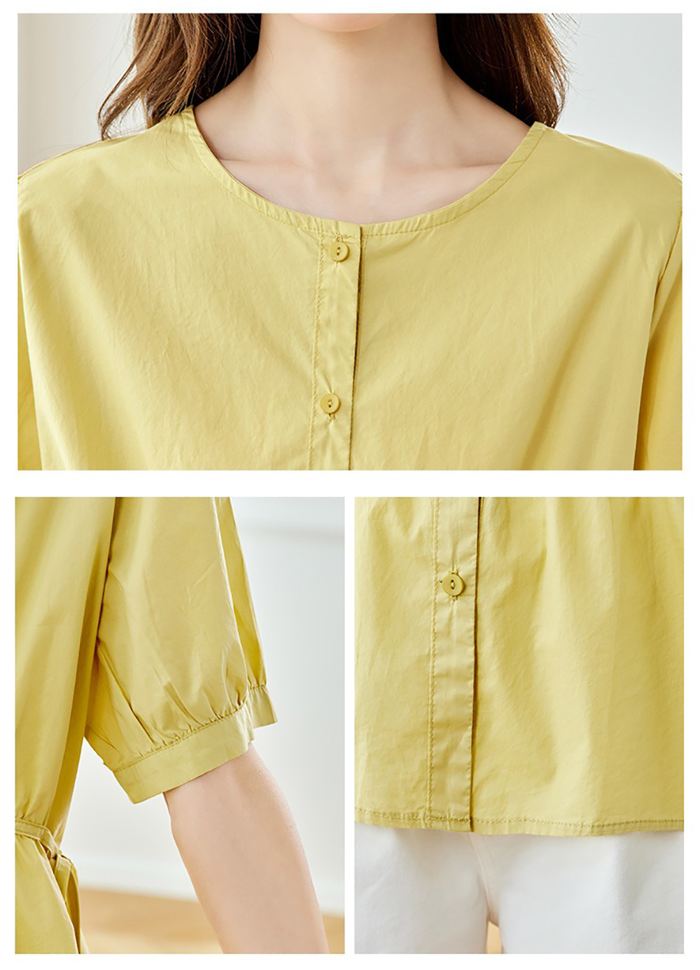 側綁帶純色圓領襯衫,evaviva,8C-HV7545,側綁帶純色圓領襯衫,領500,999免運