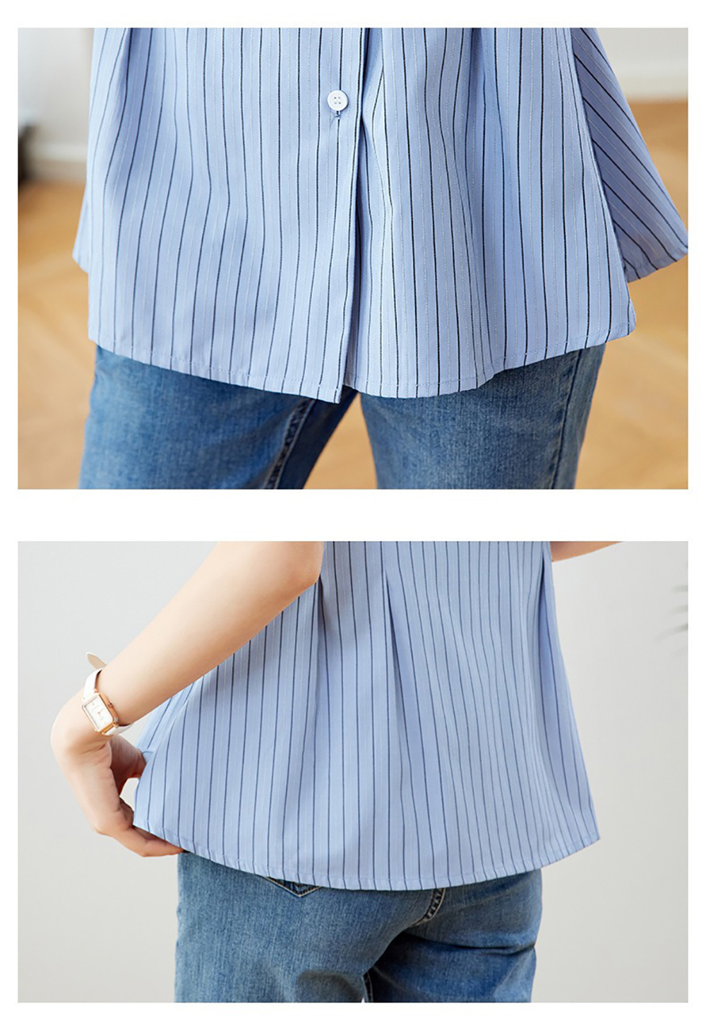 條紋泡泡袖收腰襯衫,evaviva,8C-HV7547,條紋泡泡袖收腰襯衫,領500,999免運