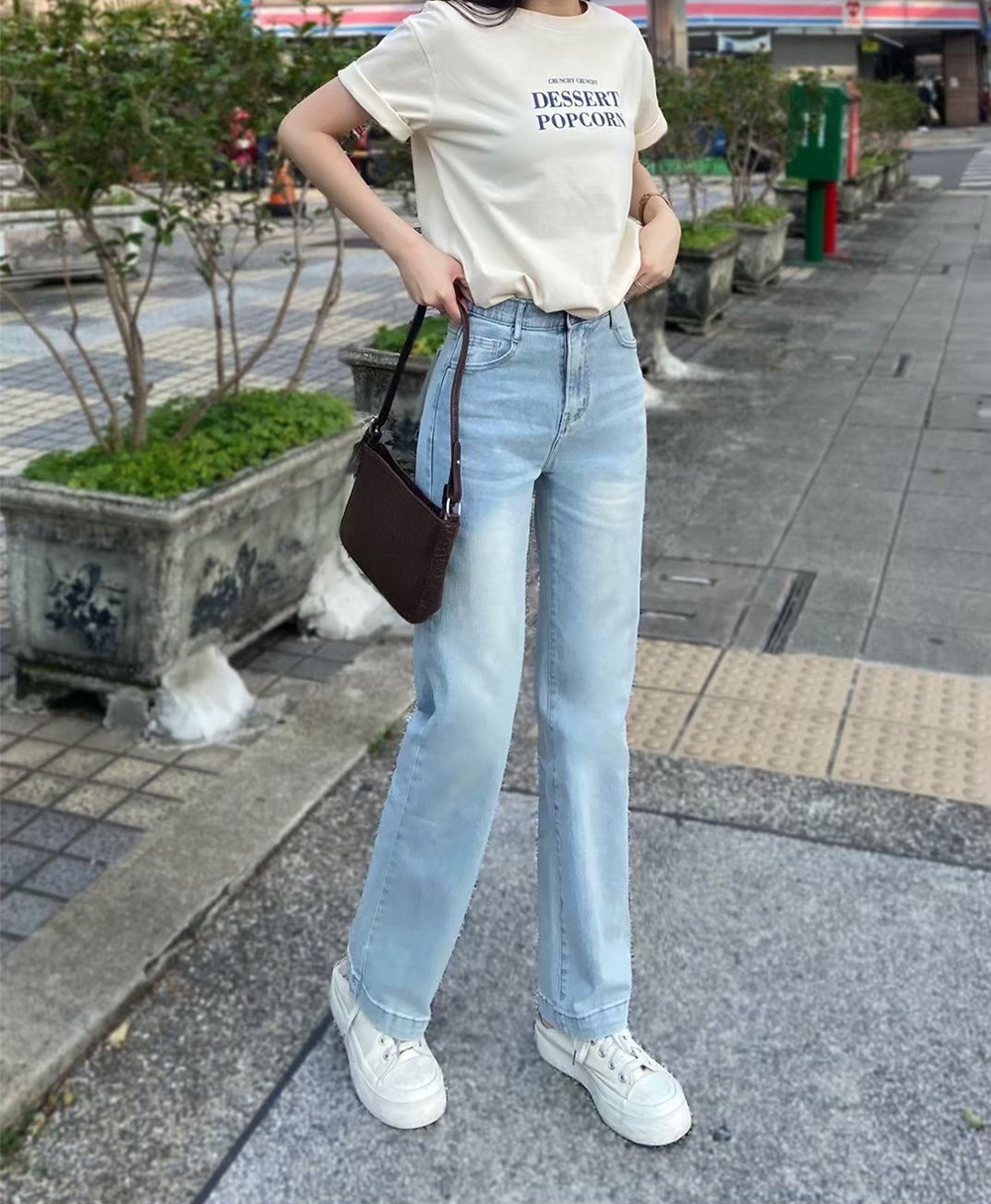 淺藍刷色直筒牛仔褲,evaviva,99-BF7526,淺藍刷色直筒牛仔褲,領500,999免運