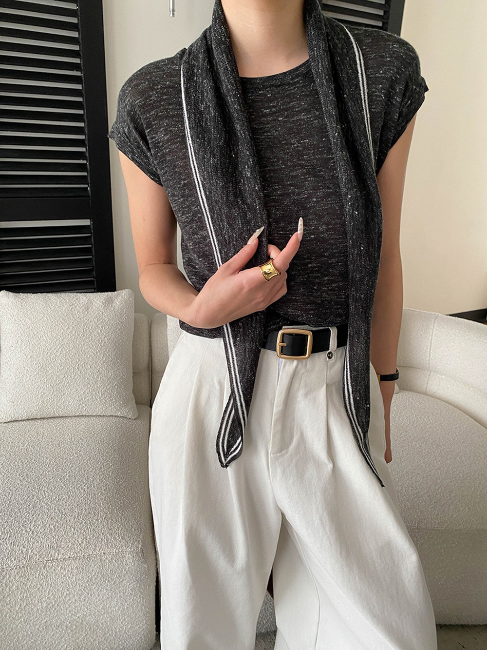 簡約披肩短袖針織上衣,evaviva,4N-ZA09209,簡約披肩短袖針織上衣,領500,999免運