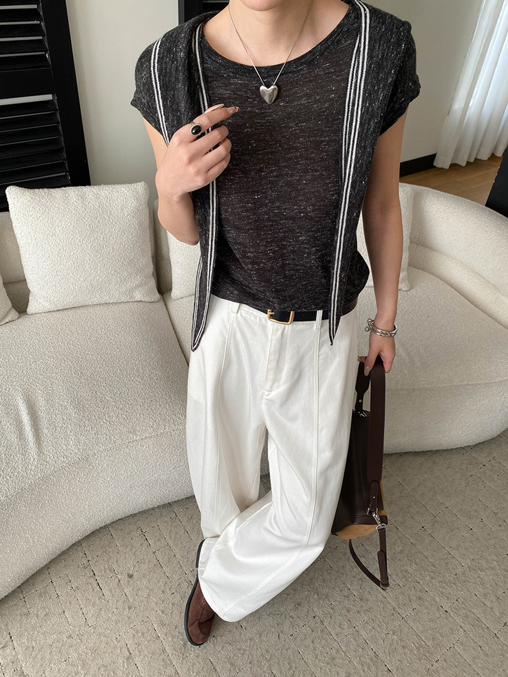 簡約披肩短袖針織上衣,evaviva,4N-ZA09209,簡約披肩短袖針織上衣,領500,999免運