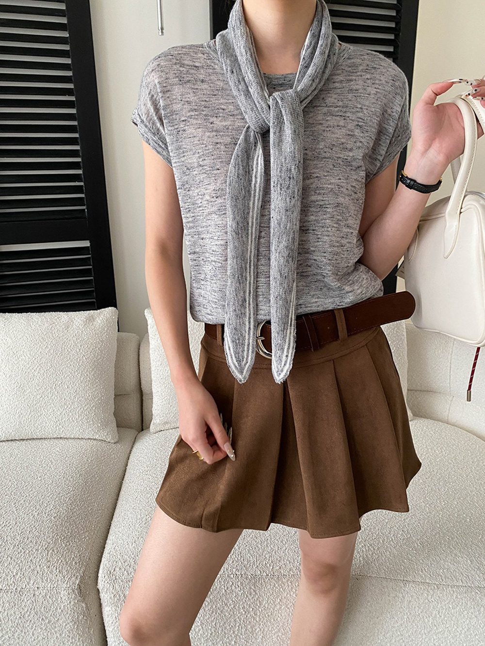 簡約披肩短袖針織上衣,evaviva,4N-ZA09209,簡約披肩短袖針織上衣,領500,999免運