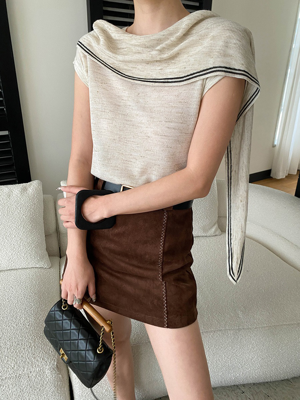 簡約披肩短袖針織上衣,evaviva,4N-ZA09209,簡約披肩短袖針織上衣,領500,999免運