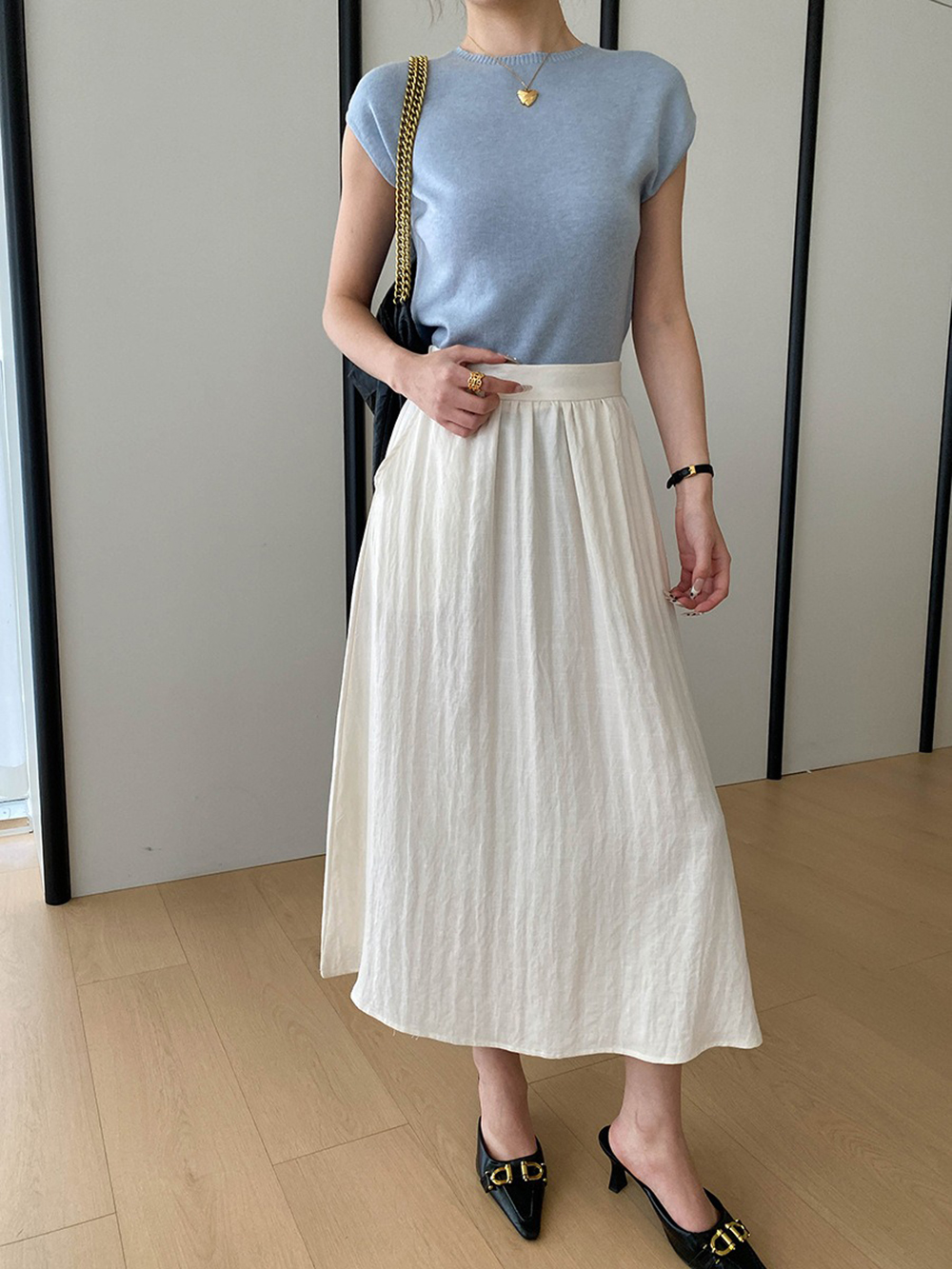 天絲亞麻混紡A字長裙,evaviva,4N-ZC09210,天絲亞麻混紡A字長裙,領500,999免運