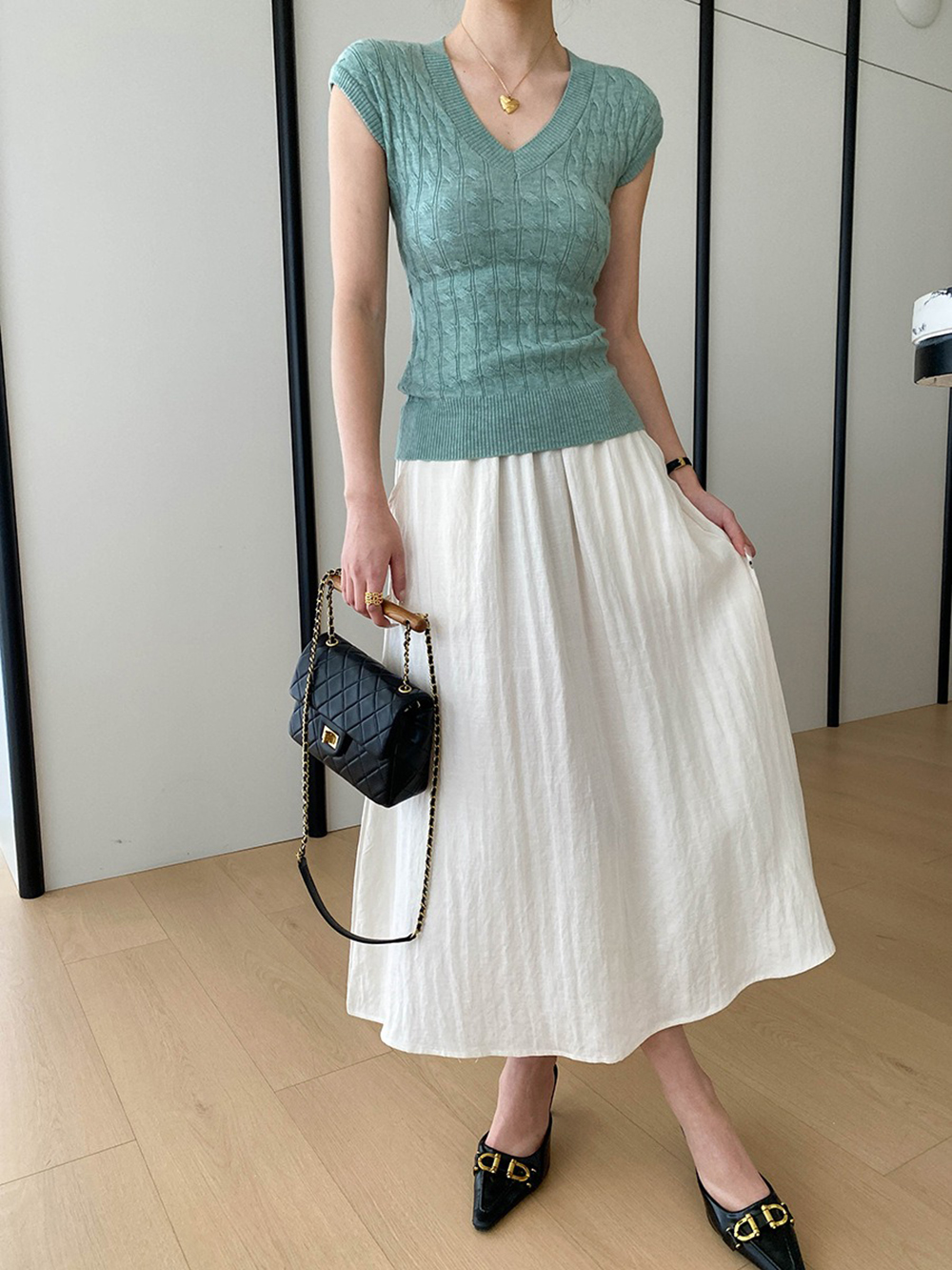 天絲亞麻混紡A字長裙,evaviva,4N-ZC09210,天絲亞麻混紡A字長裙,領500,999免運