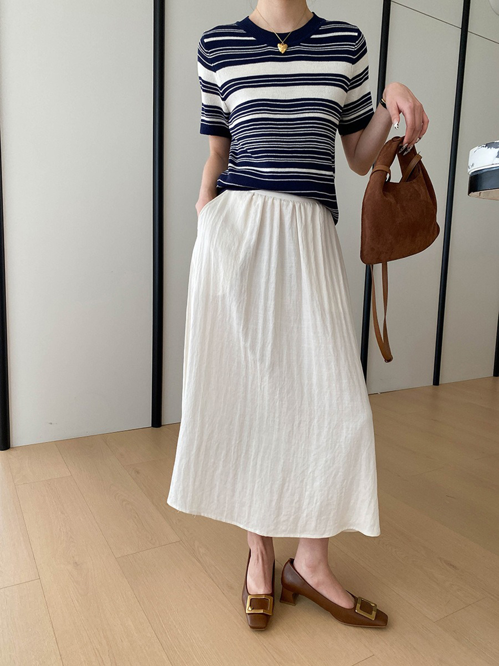 天絲亞麻混紡A字長裙,evaviva,4N-ZC09210,天絲亞麻混紡A字長裙,領500,999免運