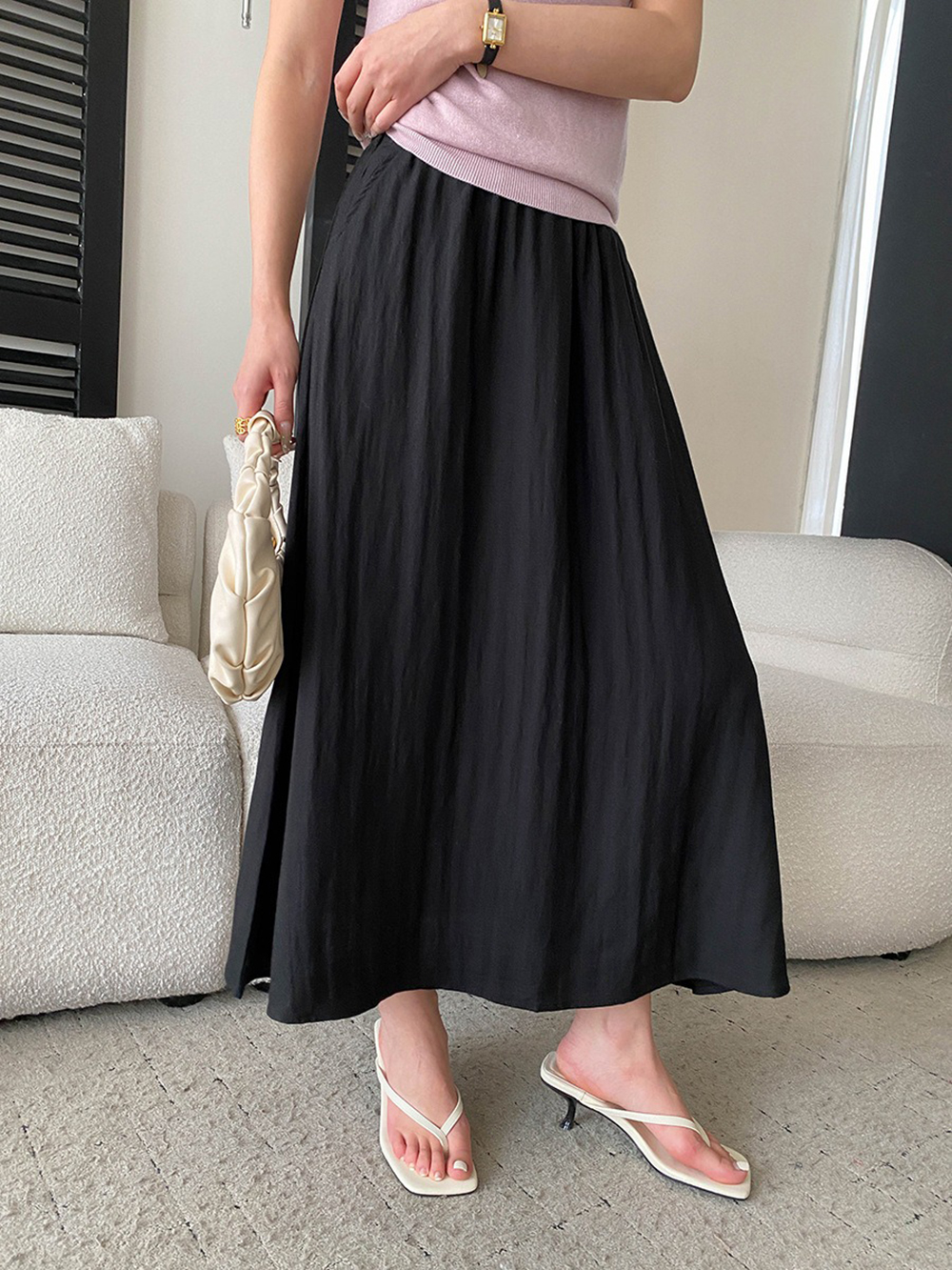 天絲亞麻混紡A字長裙,evaviva,4N-ZC09210,天絲亞麻混紡A字長裙,領500,999免運