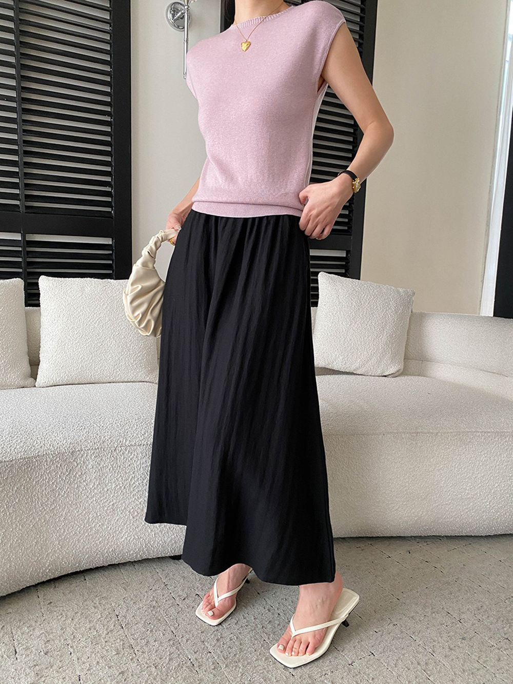 天絲亞麻混紡A字長裙,evaviva,4N-ZC09210,天絲亞麻混紡A字長裙,領500,999免運