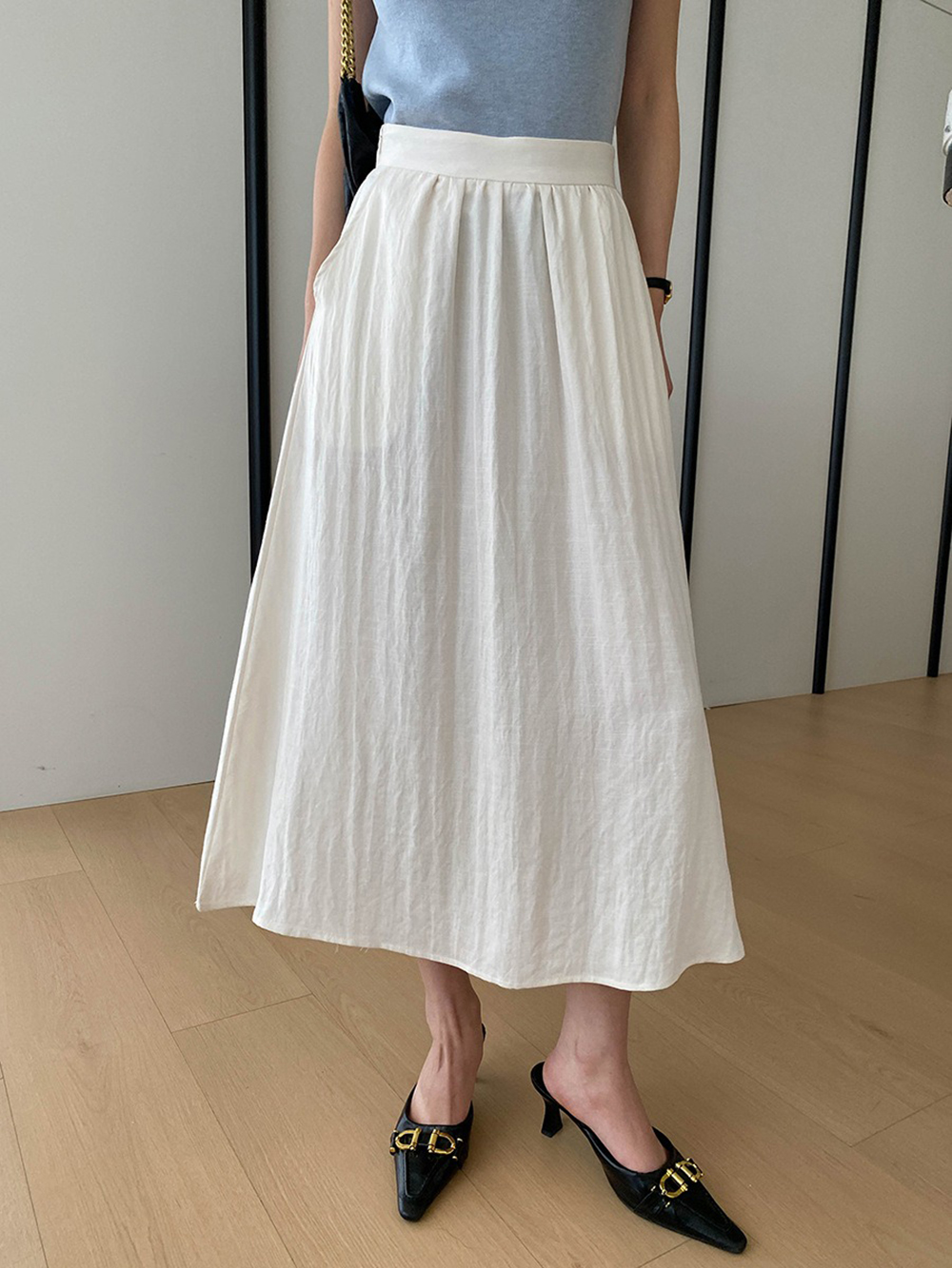 天絲亞麻混紡A字長裙,evaviva,4N-ZC09210,天絲亞麻混紡A字長裙,領500,999免運