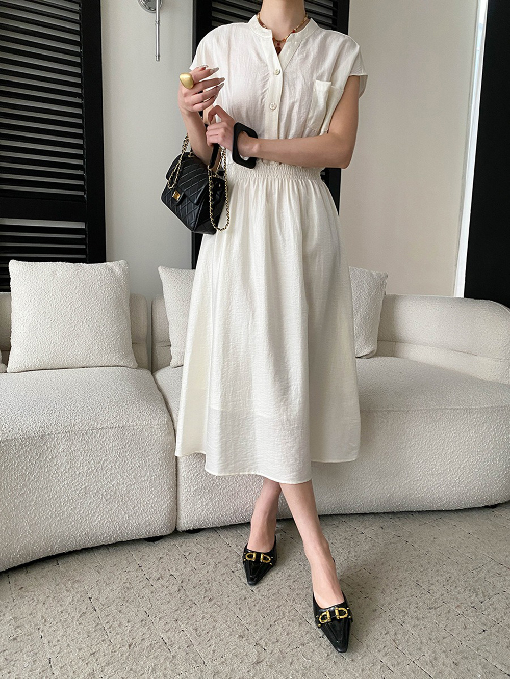 天絲混紡收腰長洋裝,evaviva,4N-ZD09213,天絲混紡收腰長洋裝,領500,999免運