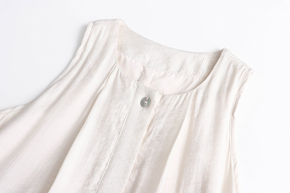 圓領壓褶背心長洋裝,evaviva,4N-ZE09207,圓領壓褶背心長洋裝,領500,999免運