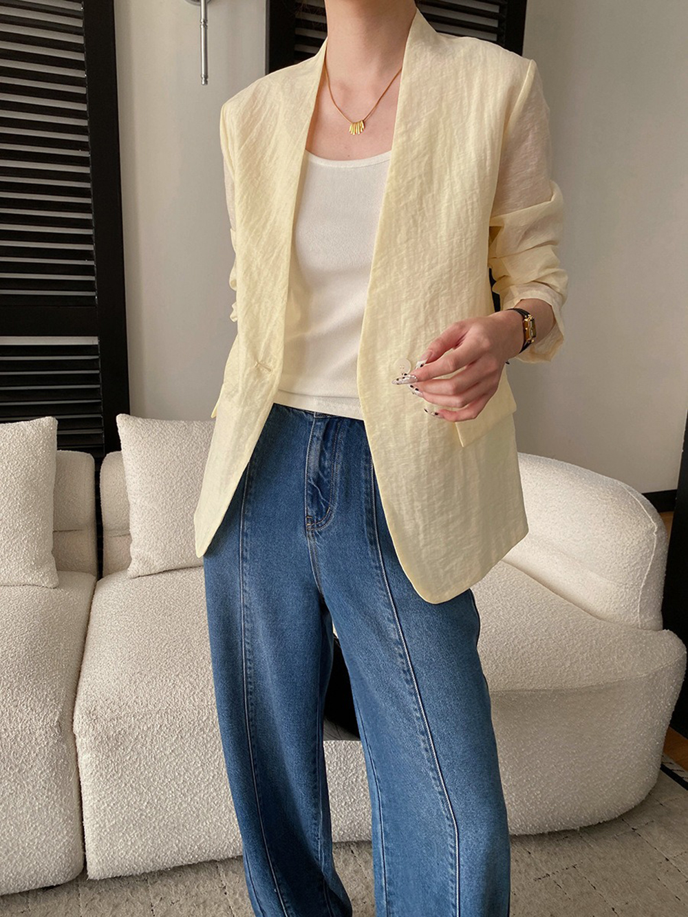 天絲混紡薄款西裝外套,evaviva,4N-ZF09212,天絲混紡薄款西裝外套,領500,999免運