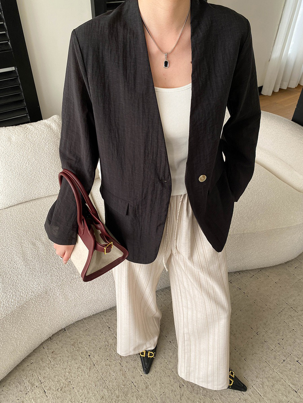 天絲混紡薄款西裝外套,evaviva,4N-ZF09212,天絲混紡薄款西裝外套,領500,999免運