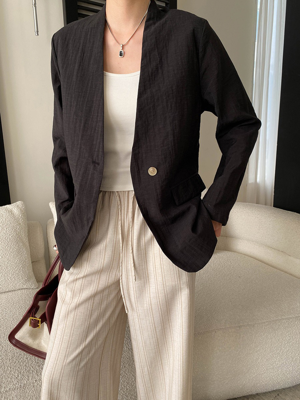 天絲混紡薄款西裝外套,evaviva,4N-ZF09212,天絲混紡薄款西裝外套,領500,999免運