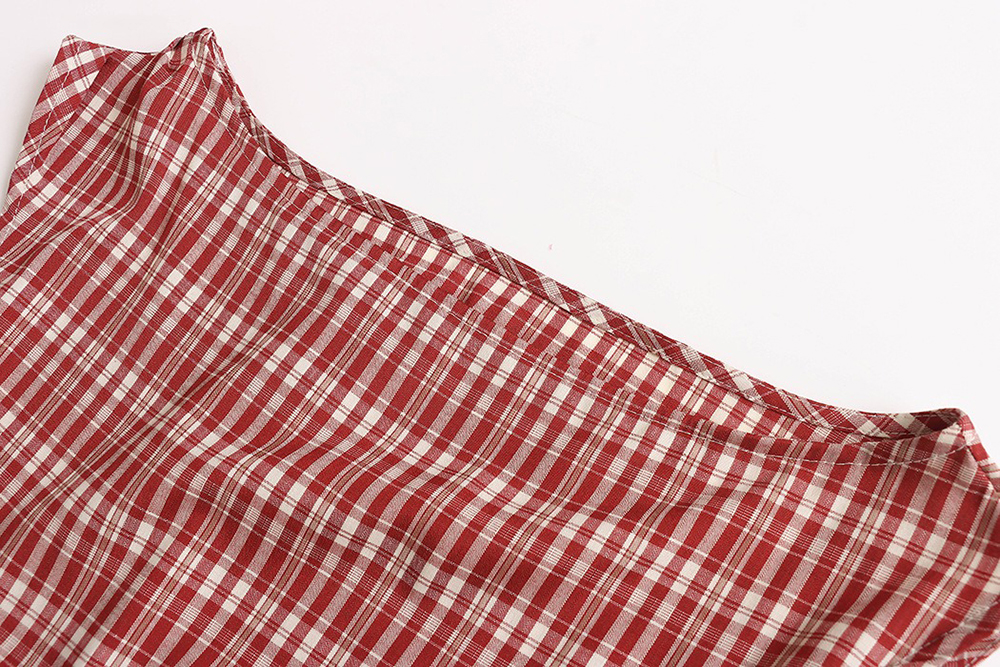 文藝風收腰格紋上衣,evaviva,8C-FD7539,文藝風收腰格紋上衣,領500,999免運