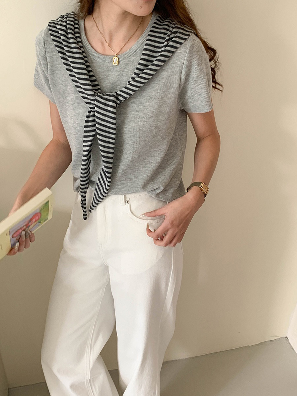 條紋披肩短袖針織上衣,evaviva,8C-FD7540,條紋披肩短袖針織上衣,周新品優惠,NEWARRIVAL