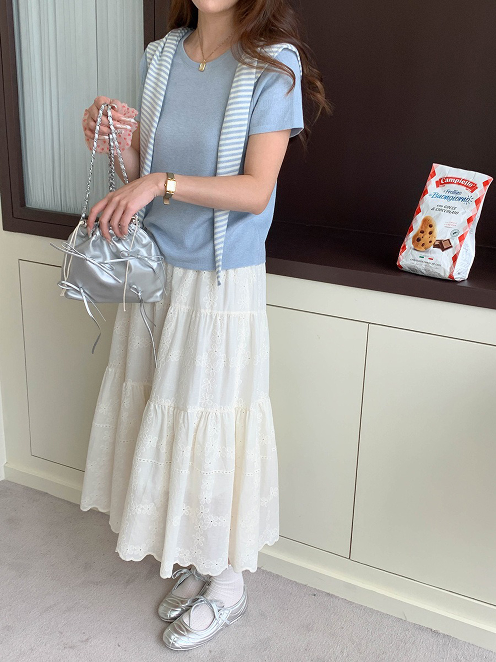 條紋披肩短袖針織上衣,evaviva,8C-FD7540,條紋披肩短袖針織上衣,周新品優惠,NEWARRIVAL