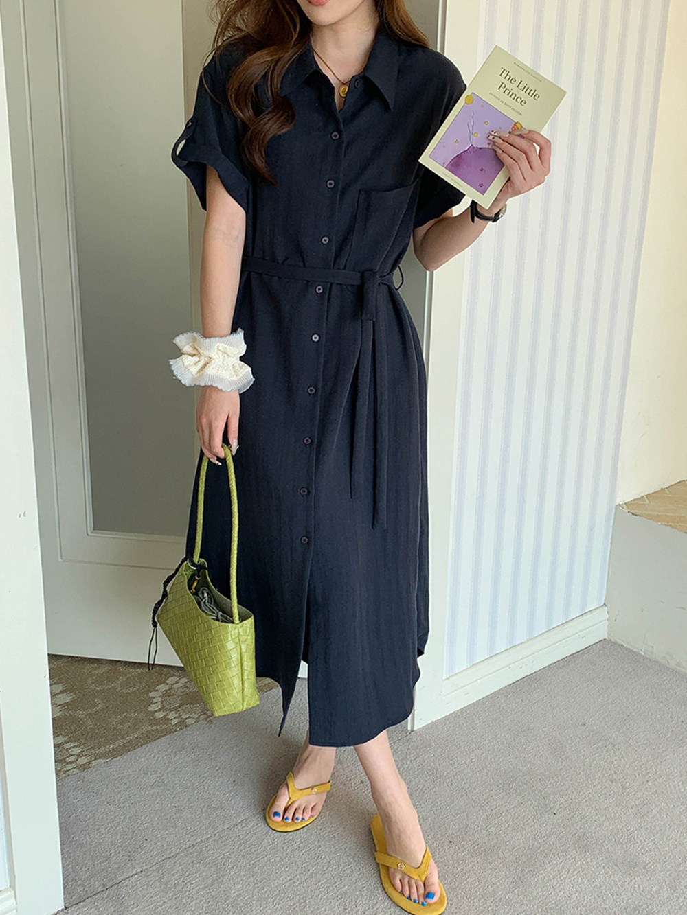 天絲混紡綁帶襯衫洋裝,evaviva,8C-FD7568,天絲混紡綁帶襯衫洋裝,周新品優惠,NEWARRIVAL