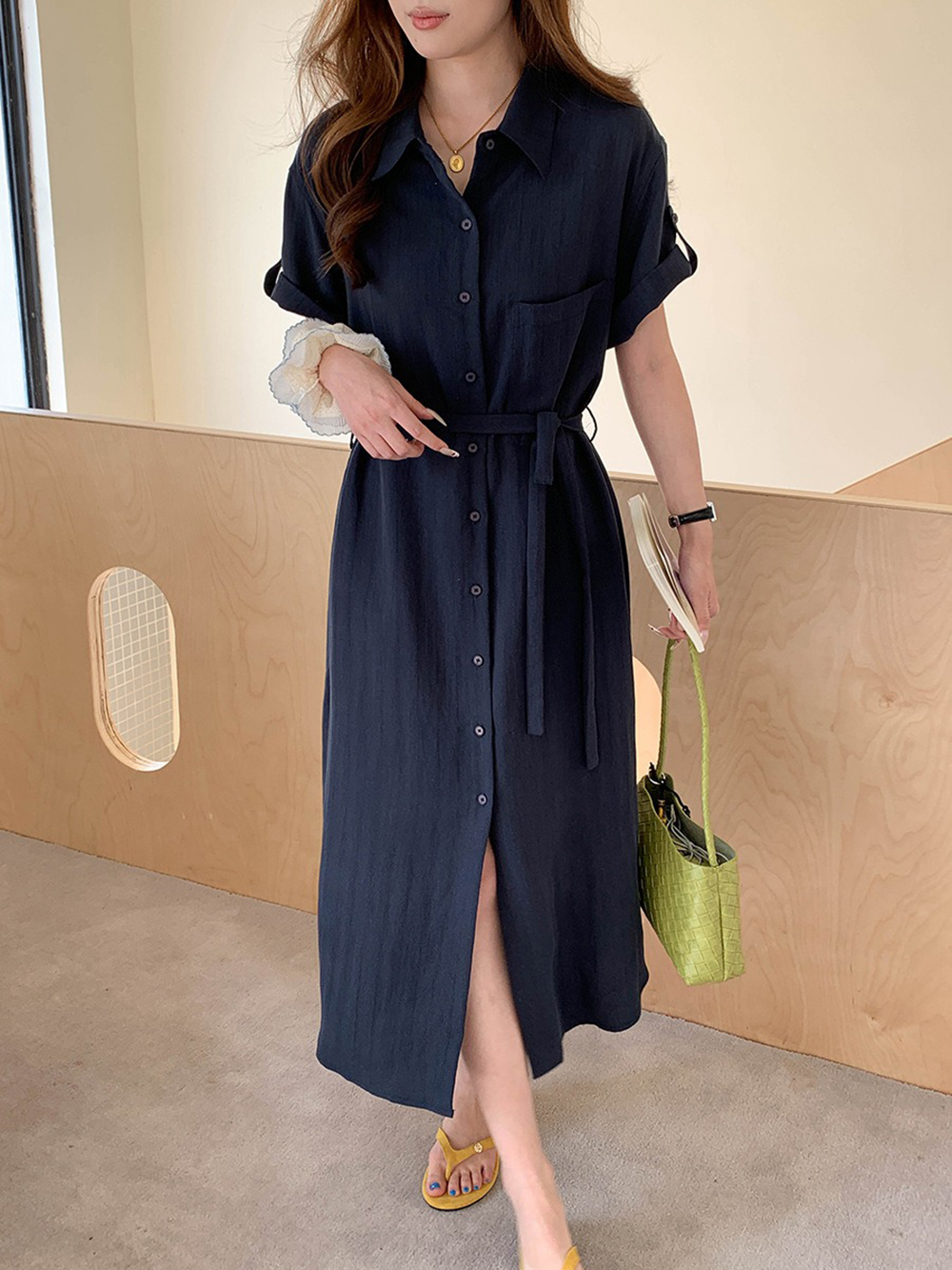 天絲混紡綁帶襯衫洋裝,evaviva,8C-FD7568,天絲混紡綁帶襯衫洋裝,周新品優惠,NEWARRIVAL