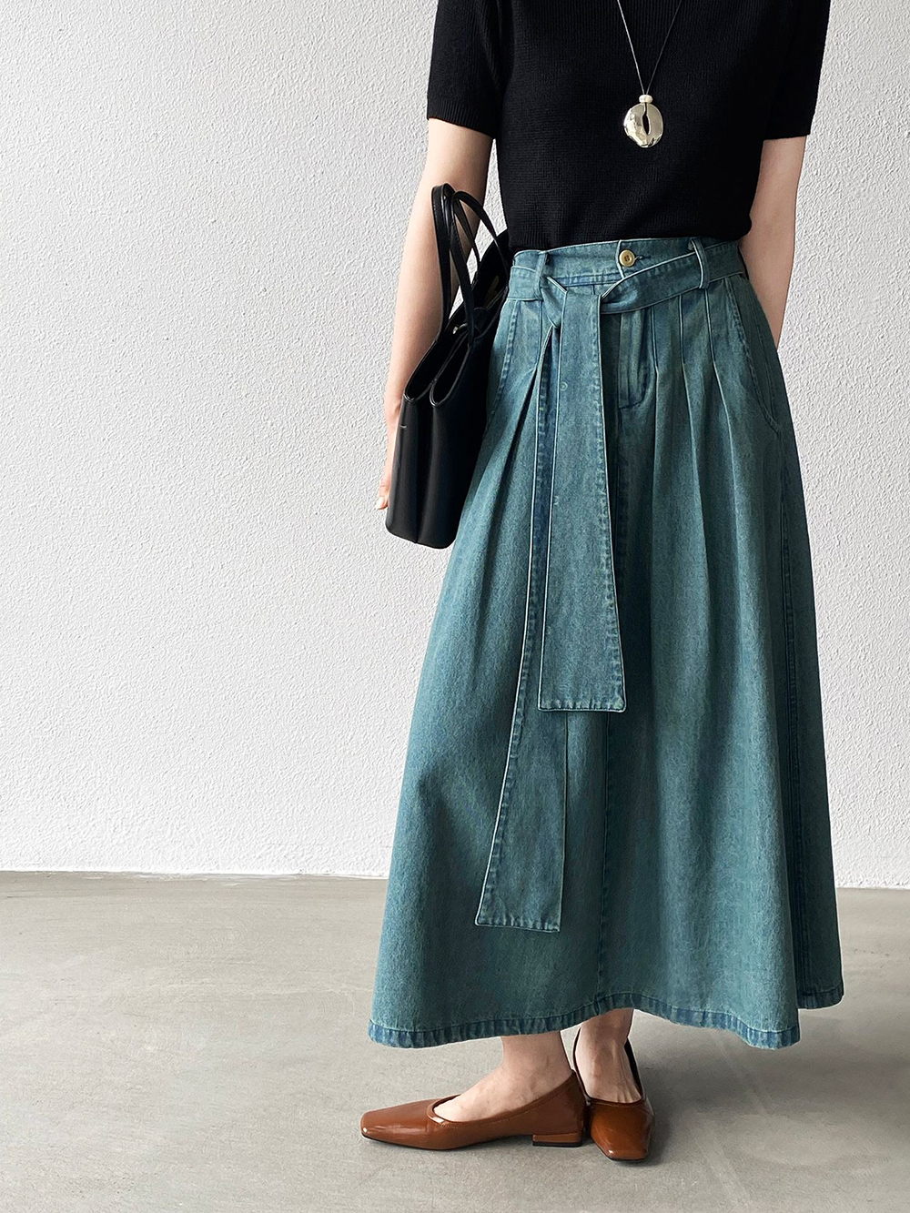 後腰鬆緊打摺感牛仔裙,evaviva,8C-GZ7572,後腰鬆緊打摺感牛仔裙,周新品優惠,NEWARRIVAL