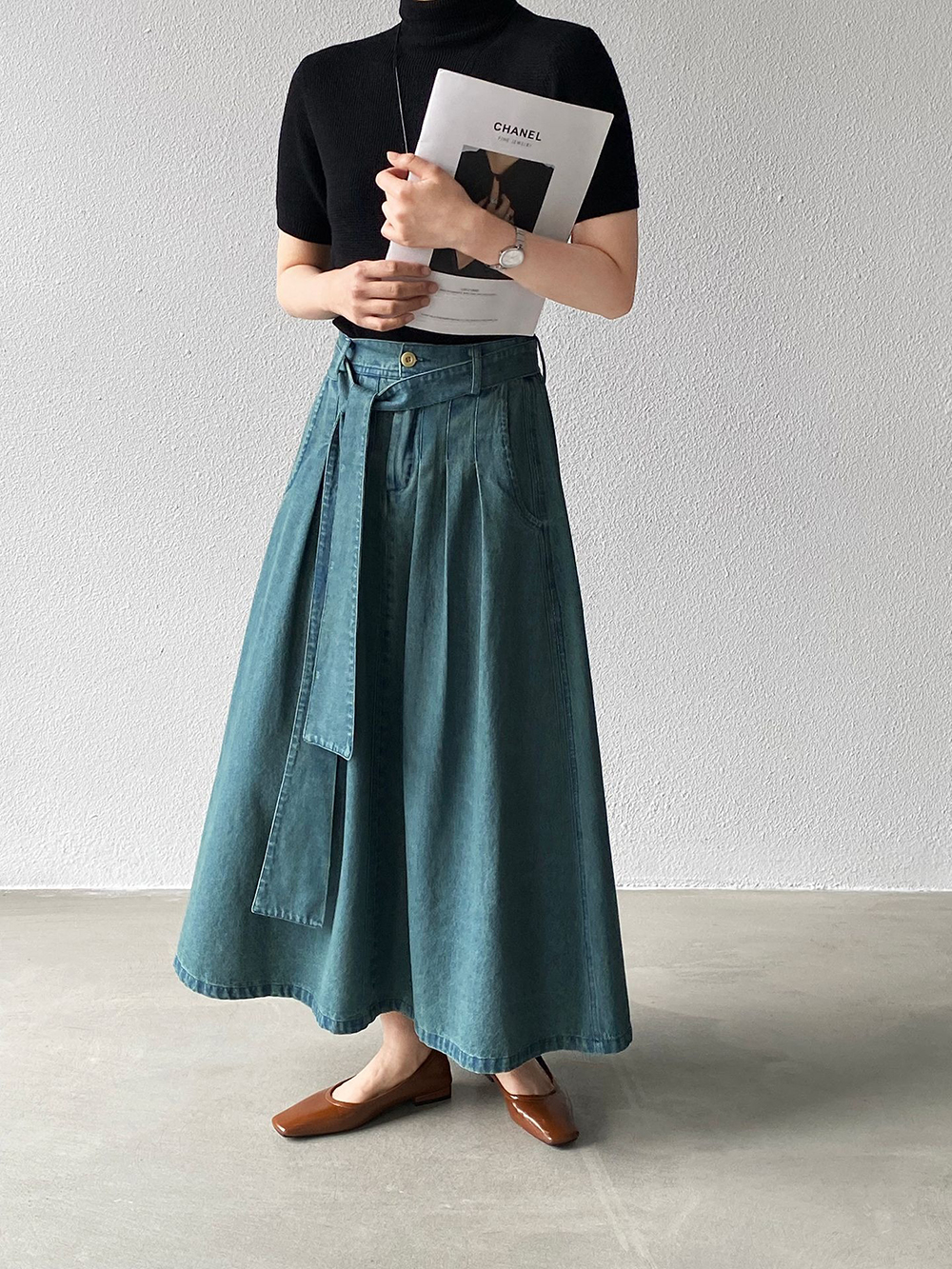 後腰鬆緊打摺感牛仔裙,evaviva,8C-GZ7572,後腰鬆緊打摺感牛仔裙,周新品優惠,NEWARRIVAL