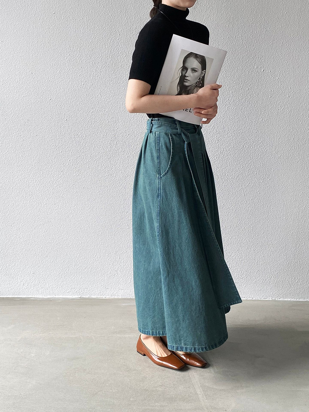 後腰鬆緊打摺感牛仔裙,evaviva,8C-GZ7572,後腰鬆緊打摺感牛仔裙,周新品優惠,NEWARRIVAL