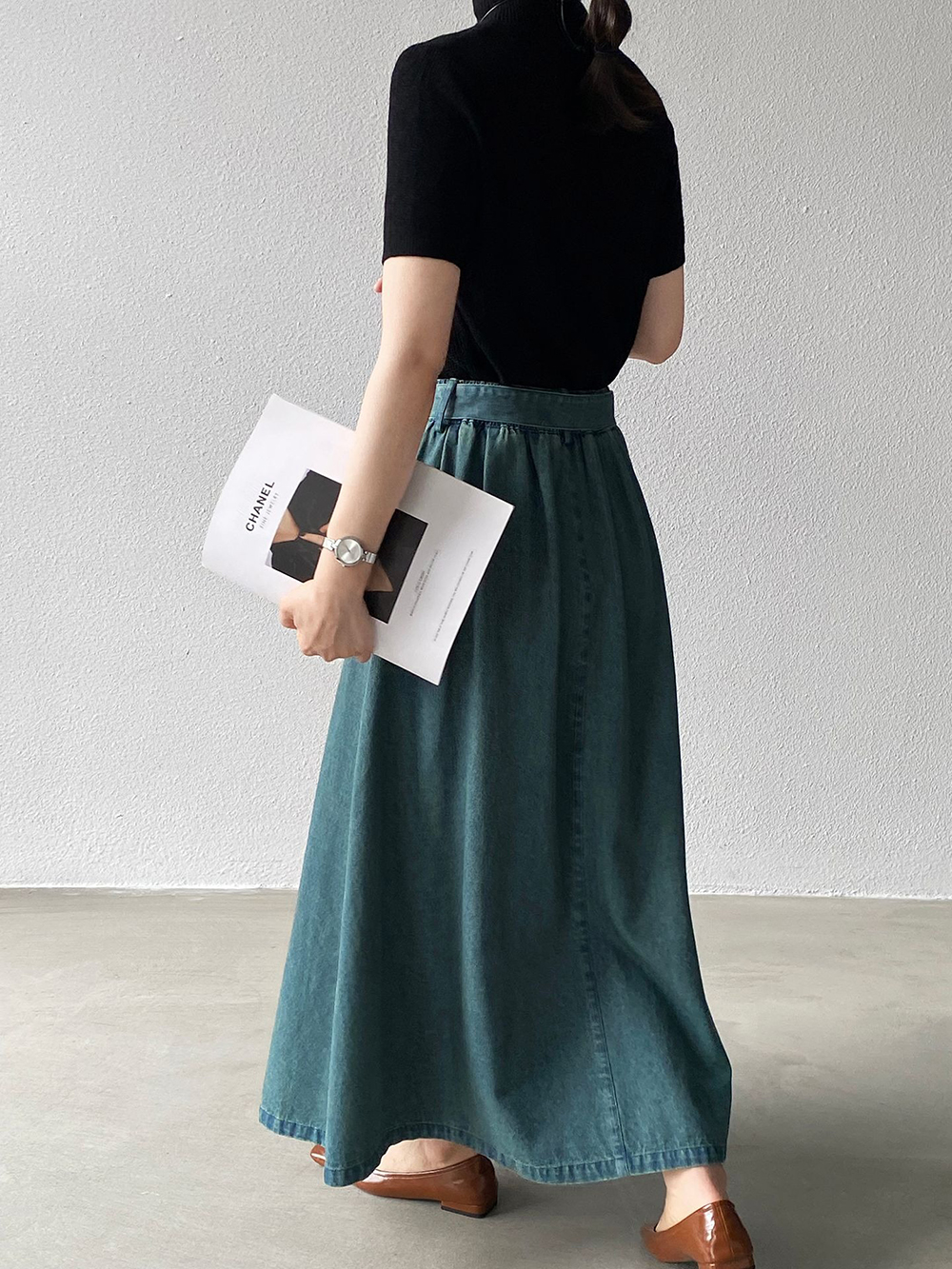 後腰鬆緊打摺感牛仔裙,evaviva,8C-GZ7572,後腰鬆緊打摺感牛仔裙,周新品優惠,NEWARRIVAL