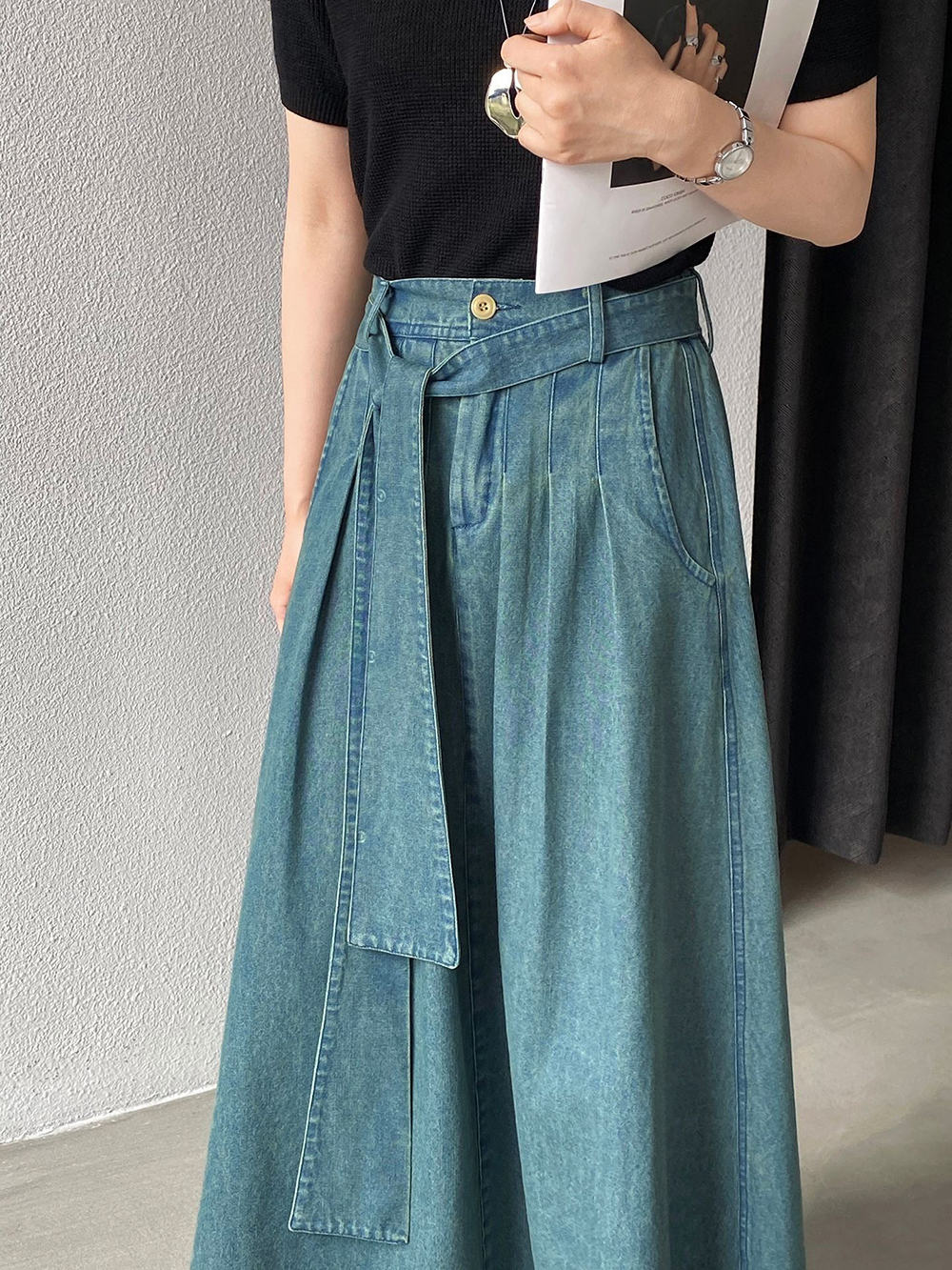 後腰鬆緊打摺感牛仔裙,evaviva,8C-GZ7572,後腰鬆緊打摺感牛仔裙,周新品優惠,NEWARRIVAL