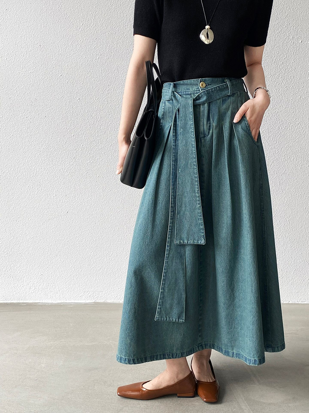 後腰鬆緊打摺感牛仔裙,evaviva,8C-GZ7572,後腰鬆緊打摺感牛仔裙,周新品優惠,NEWARRIVAL