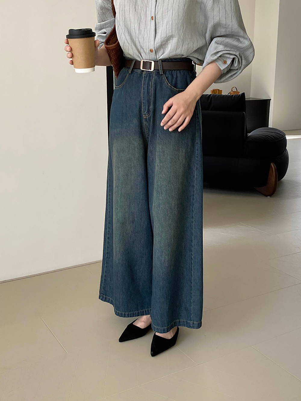 復古質感牛仔寬褲,evaviva,8C-GZ7573,復古質感牛仔寬褲,周新品優惠,NEWARRIVAL