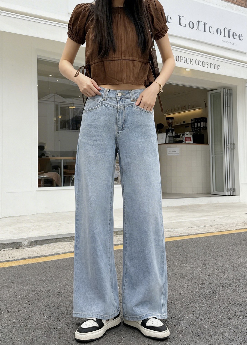 經典百搭淺藍牛仔寬褲,evaviva,99-BF7472,經典百搭淺藍牛仔寬褲,領500,999免運