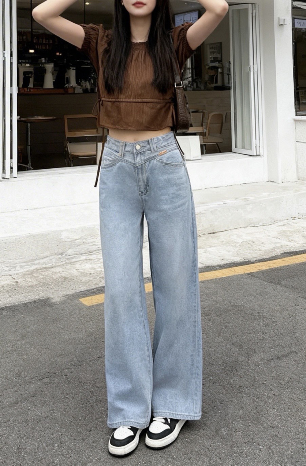 經典百搭淺藍牛仔寬褲,evaviva,99-BF7472,經典百搭淺藍牛仔寬褲,領500,999免運