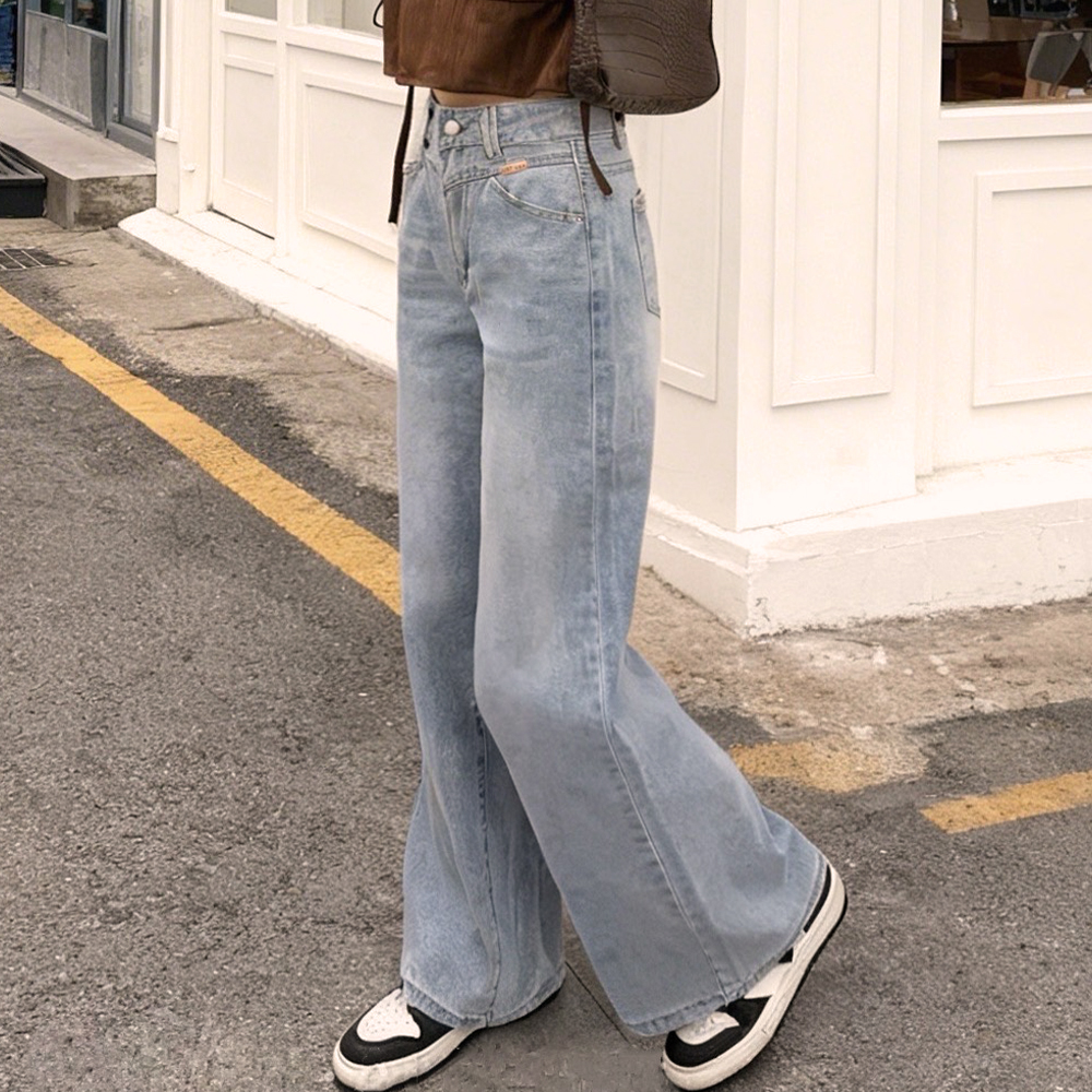 經典百搭淺藍牛仔寬褲