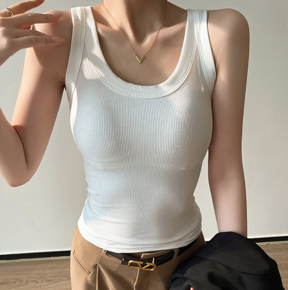 基本款羅紋襯墊式背心,evaviva,8C-GR7578,基本款羅紋襯墊式背心,領500,999免運