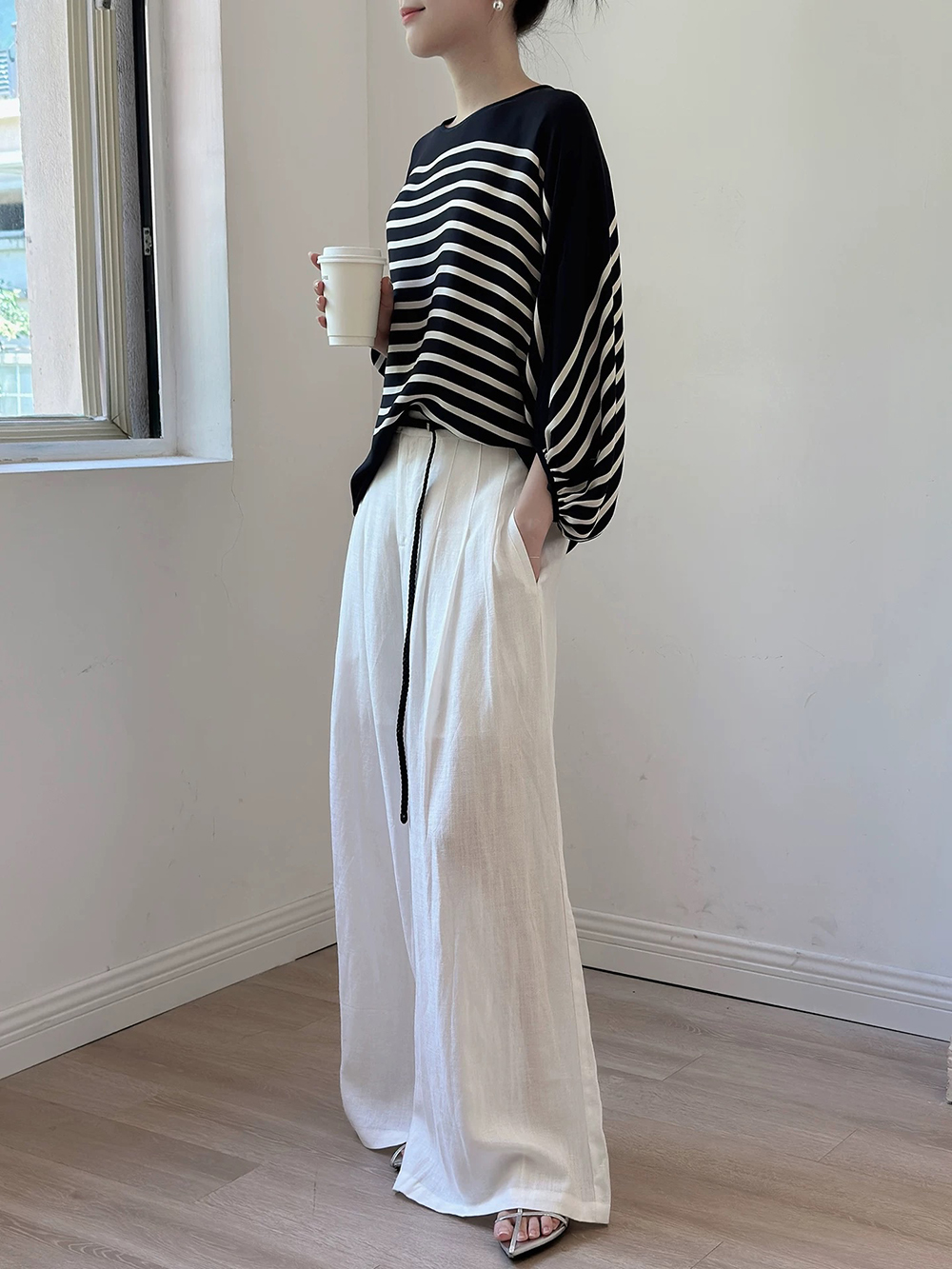 垂墜感飛鼠袖條紋上衣,evaviva,99-AL7582,垂墜感飛鼠袖條紋上衣,領500,999免運