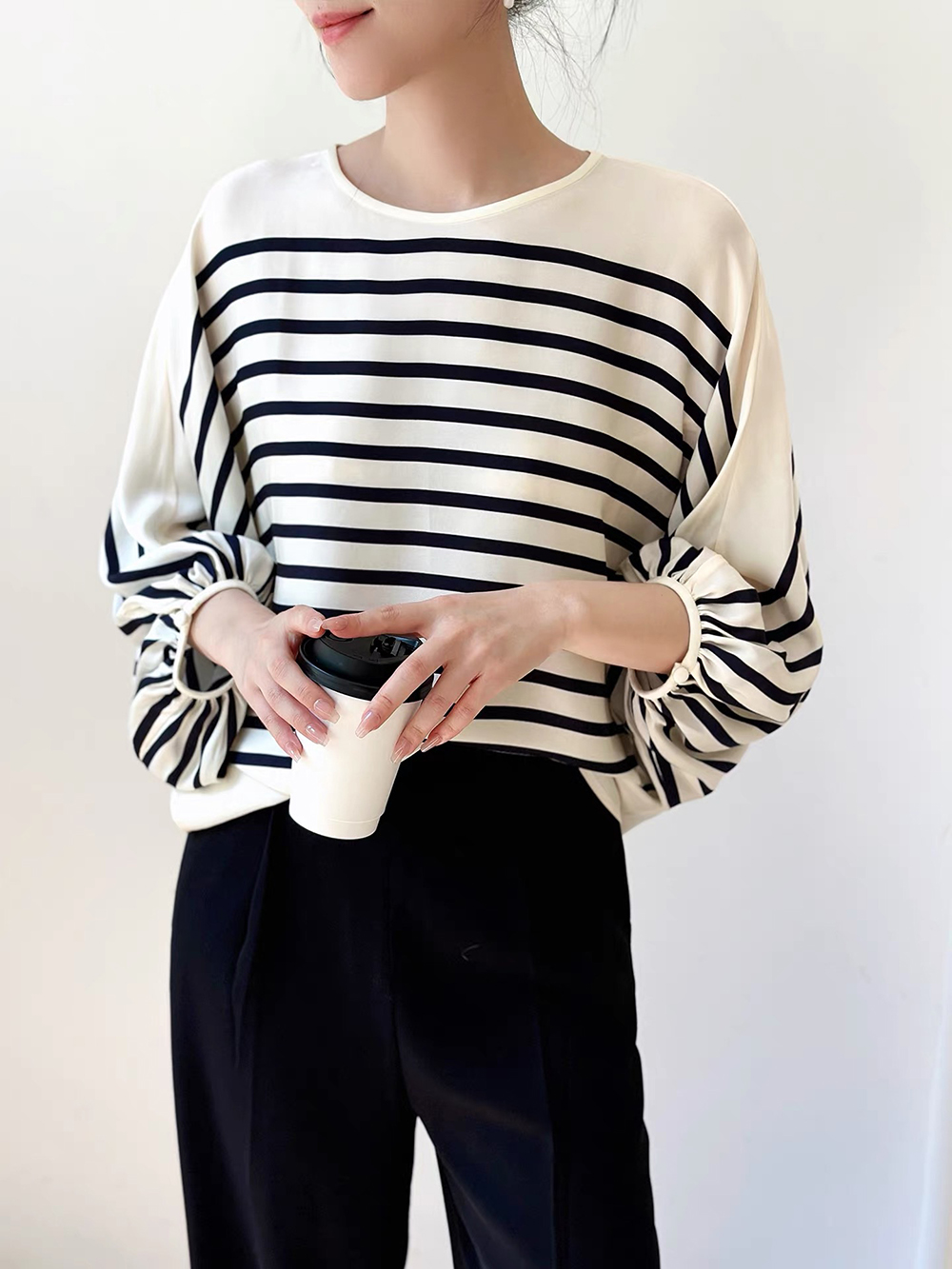 垂墜感飛鼠袖條紋上衣,evaviva,99-AL7582,垂墜感飛鼠袖條紋上衣,領500,999免運