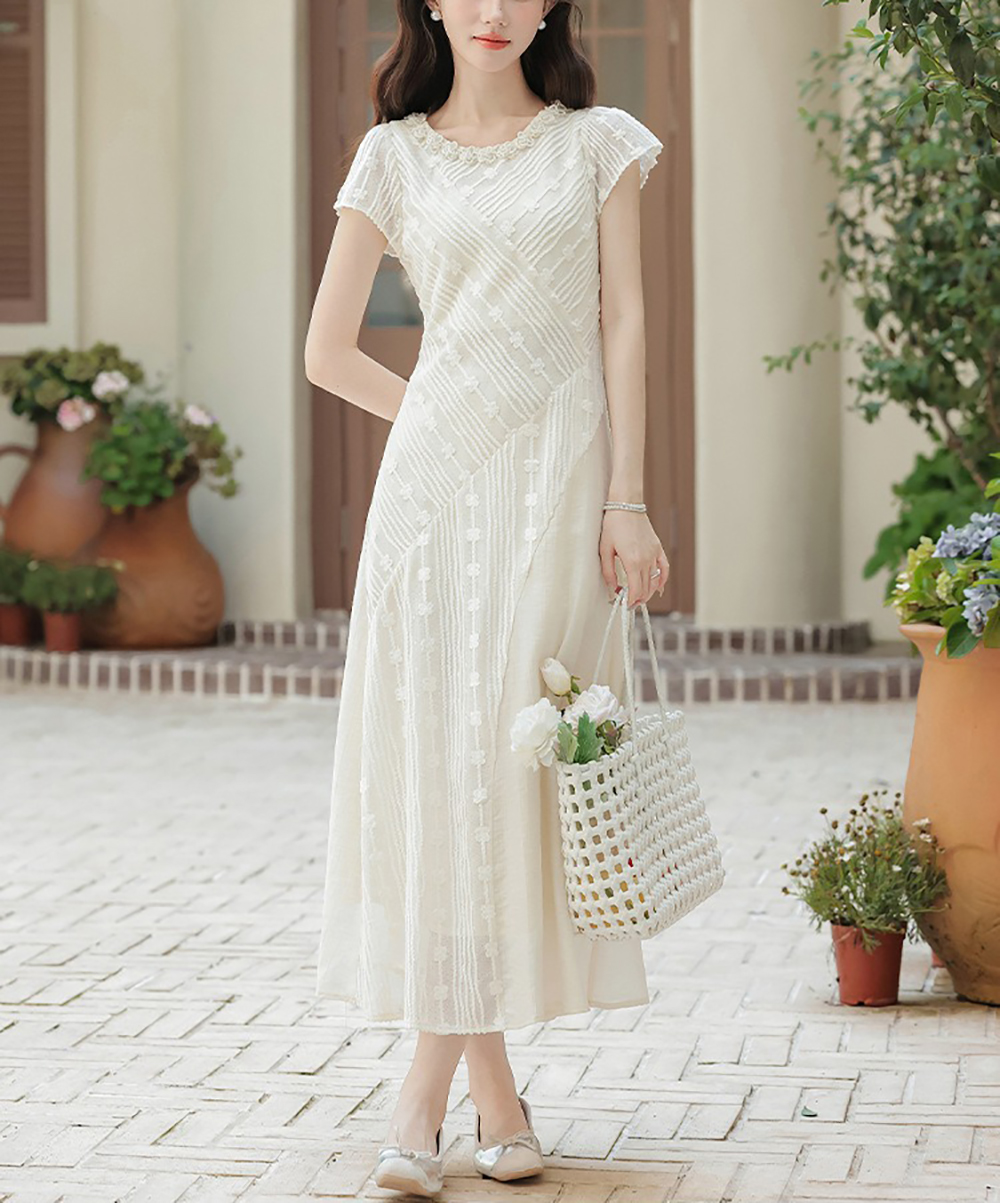 不對稱刺繡設計長洋裝,evaviva,8C-GO7634,不對稱刺繡設計長洋裝,領500,999免運