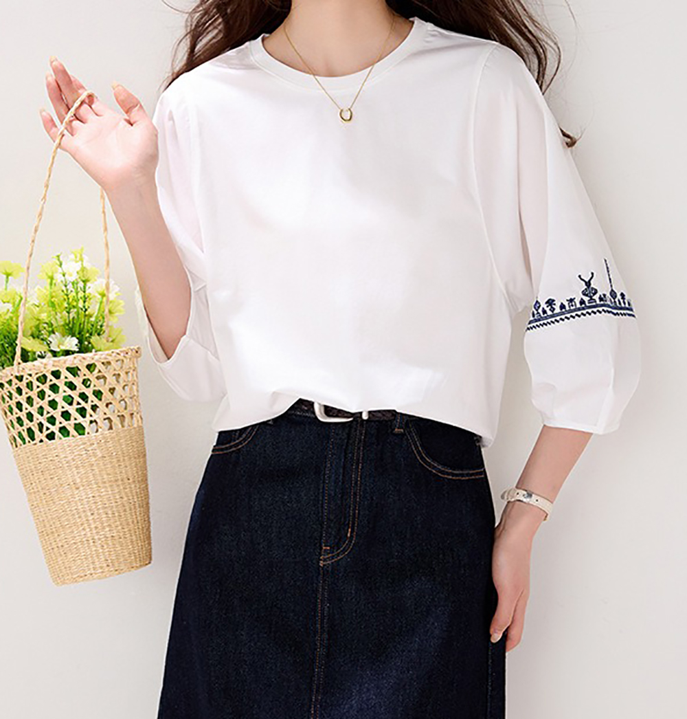 精緻刺繡七分袖上衣,evaviva,8C-GO7676,精緻刺繡七分袖上衣,周新品優惠,NEWARRIVAL
