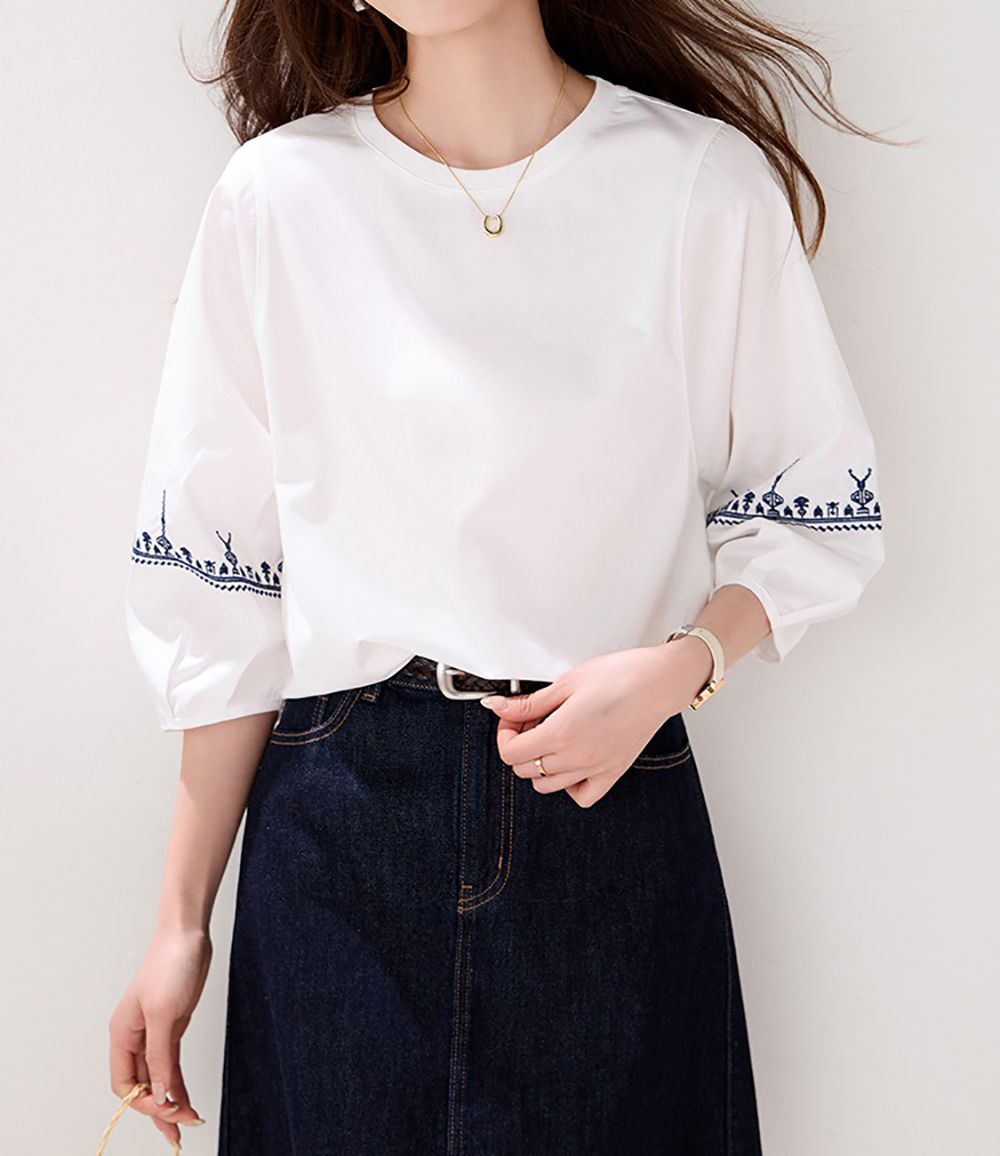 精緻刺繡七分袖上衣,evaviva,8C-GO7676,精緻刺繡七分袖上衣,周新品優惠,NEWARRIVAL
