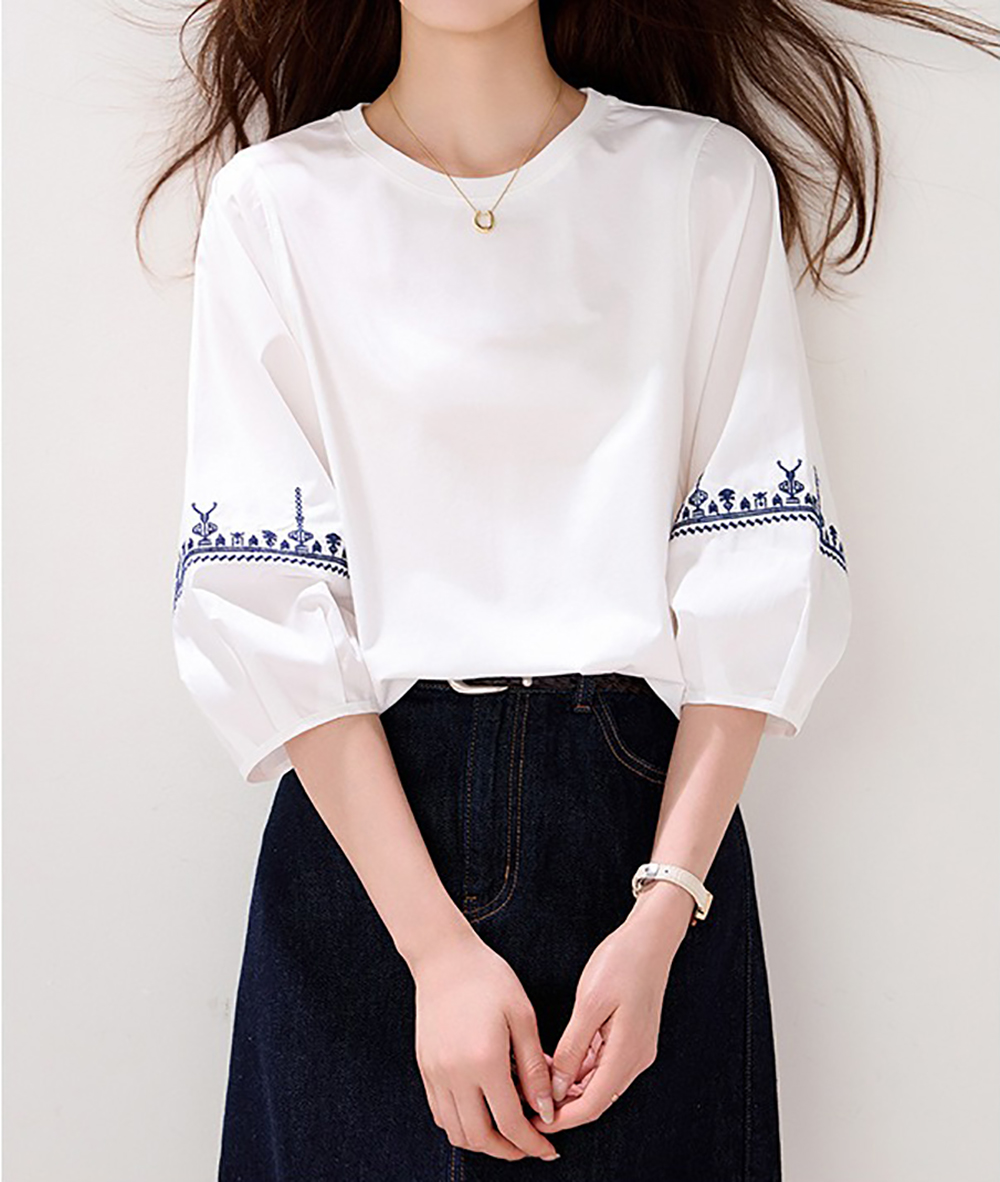 精緻刺繡七分袖上衣,evaviva,8C-GO7676,精緻刺繡七分袖上衣,周新品優惠,NEWARRIVAL