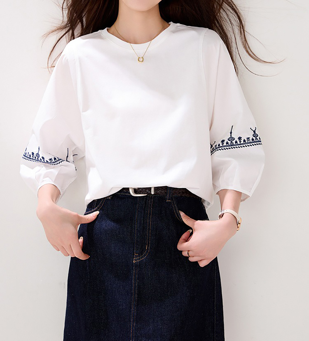 精緻刺繡七分袖上衣,evaviva,8C-GO7676,精緻刺繡七分袖上衣,周新品優惠,NEWARRIVAL