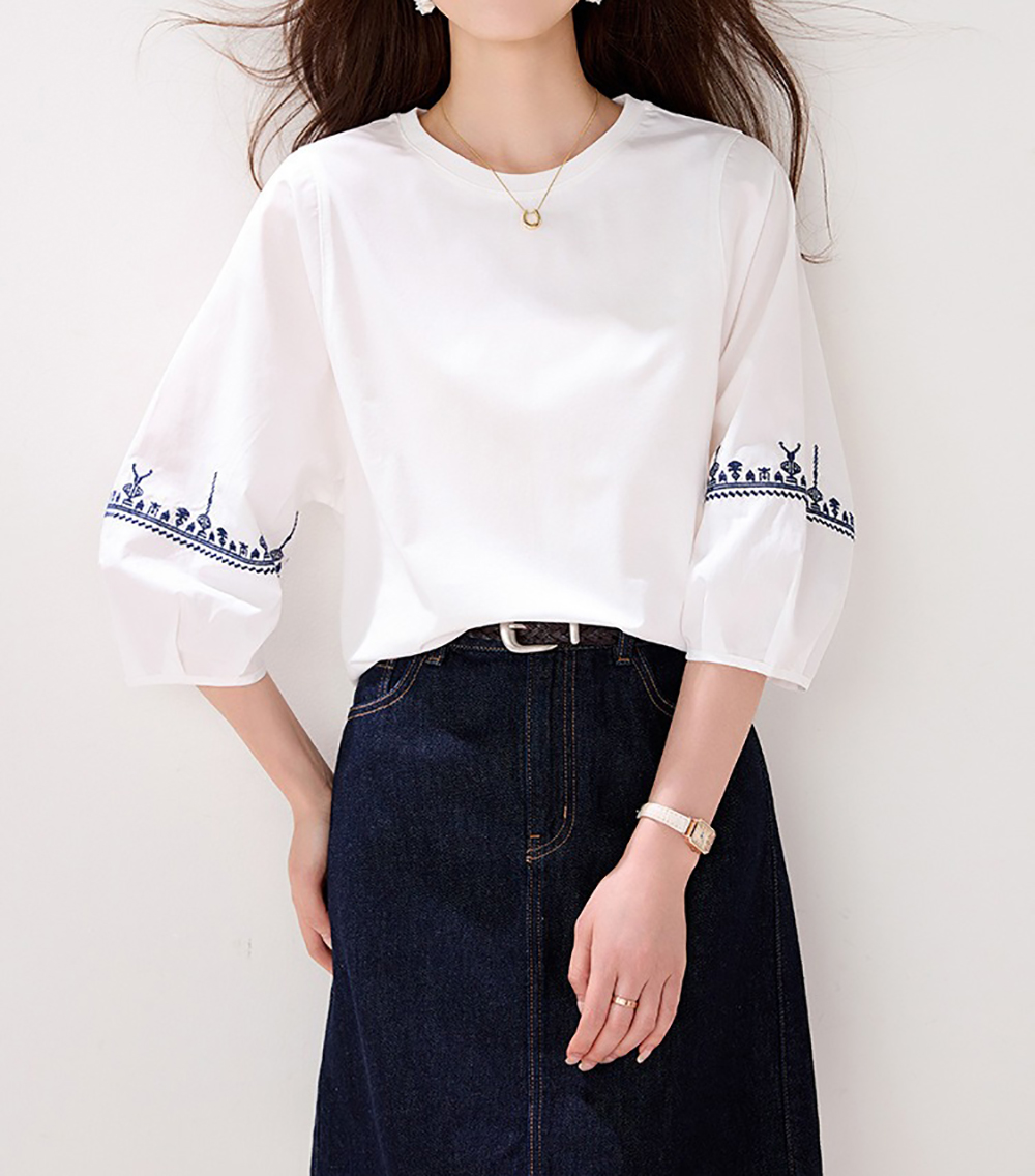 精緻刺繡七分袖上衣,evaviva,8C-GO7676,精緻刺繡七分袖上衣,周新品優惠,NEWARRIVAL