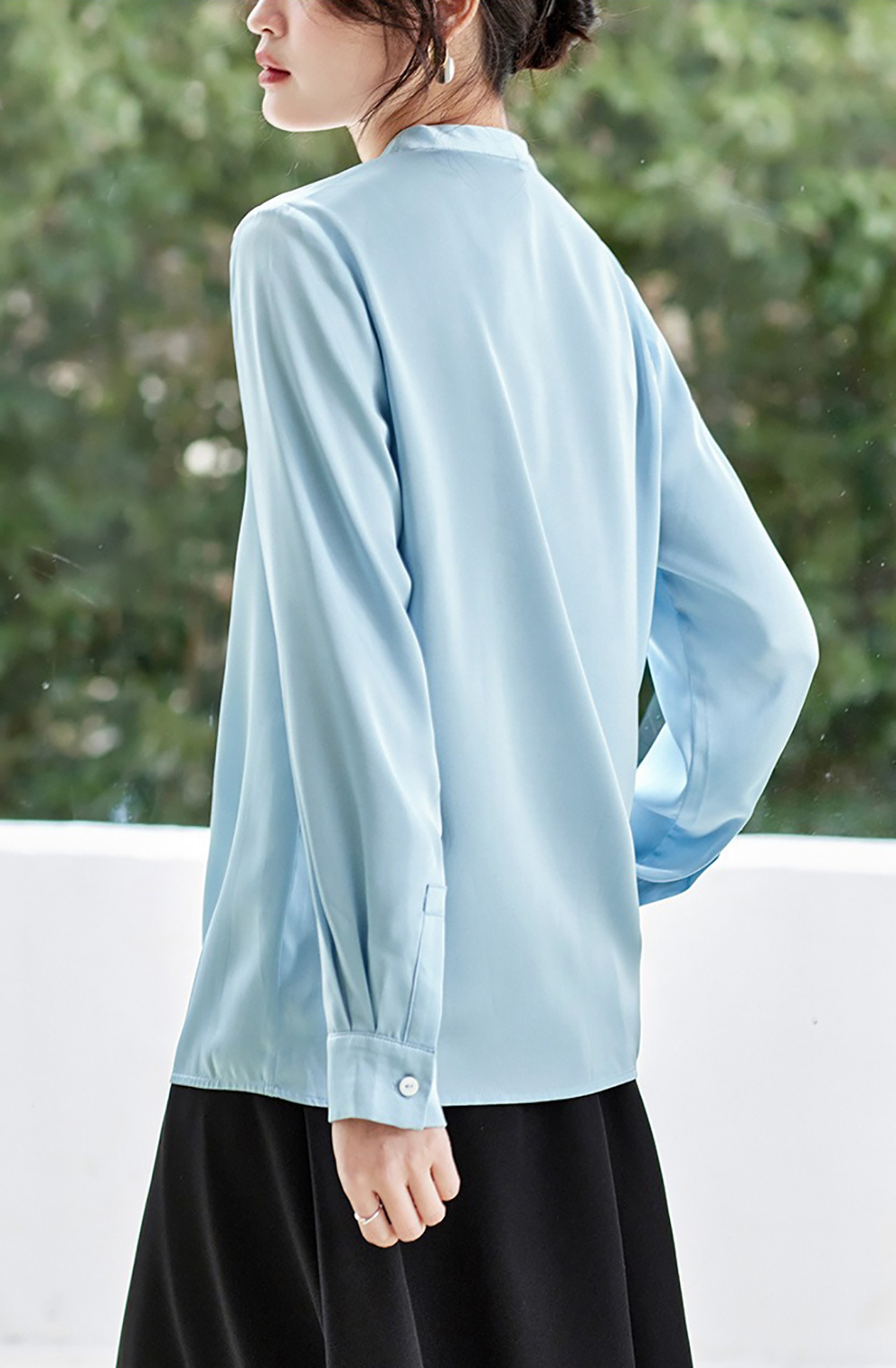 緞面感V領雪紡襯衫,evaviva,8C-HV7713,緞面感V領雪紡襯衫,領500,999免運