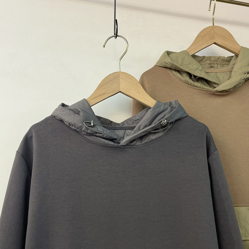 異材質拼接連帽上衣,evaviva,99-AL7069,異材質拼接連帽上衣,NEWARRIVAL,流行服飾